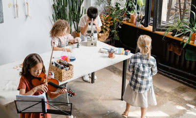 Kids doing different activities